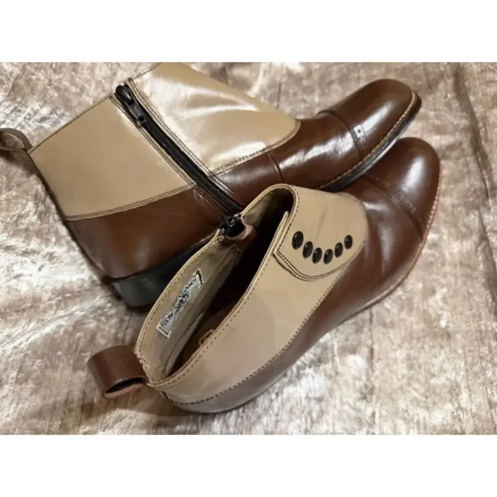 Stacy Adams Madison Spectator Cap Toe 2-Tone Demi Boot Camel/Brown Size 8D